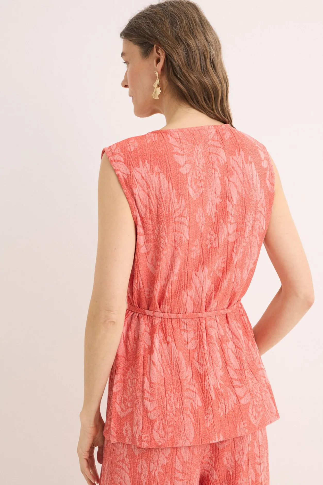 Cortefiel Top jacquard hebilla Coral Online