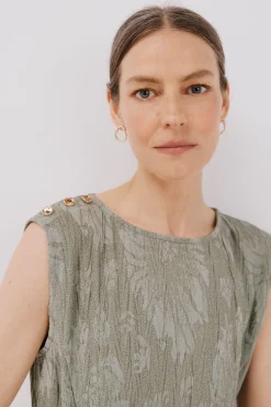 Cortefiel Top jacquard hebilla Kaki Sale