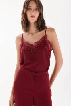 TFP by Tamara Falcó Top lencero Burdeos New