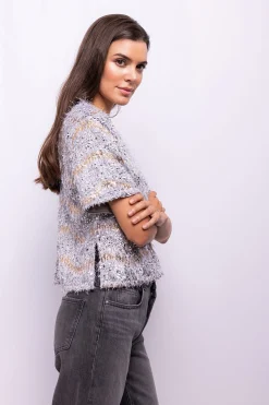 Object Top lentejuelas y flecos Gris Outlet