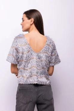 Object Top lentejuelas y flecos Gris Outlet