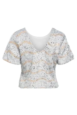 Object Top lentejuelas y flecos Gris Outlet