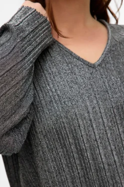 Vero Moda Curve Top lúrex manga larga talla grande Gris