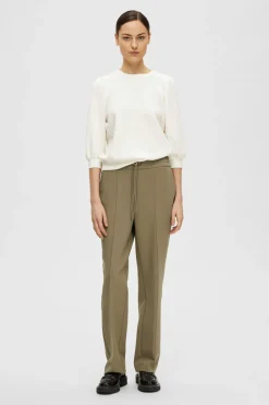 Selected Top manga abullonada Blanco Outlet