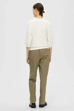 Selected Top manga abullonada Blanco Outlet