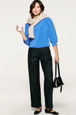 Selected Top manga abullonada Azul New