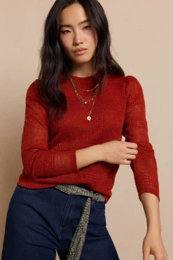 Slowlove Top manga larga estructura rústica Naranja Online