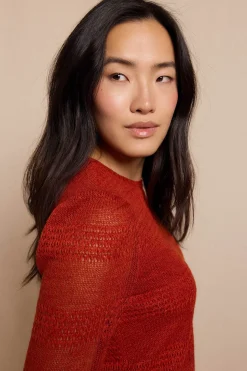 Slowlove Top manga larga estructura rústica Naranja Online