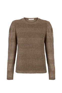 Slowlove Top manga larga estructura rústica Kaki Best