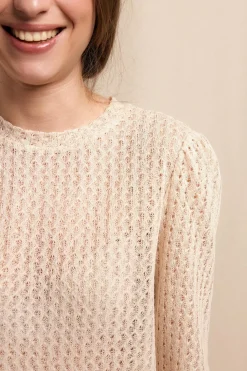 Slowlove Top manga larga estructura rústica Marfil