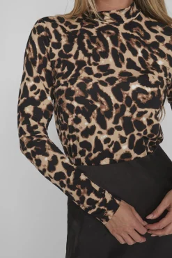 Vila Top manga larga leopardo Marr&oacute;n Discount