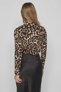 Vila Top manga larga leopardo Marr&oacute;n Discount