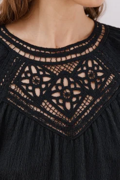 Cortefiel Top parche crochet Negro Hot