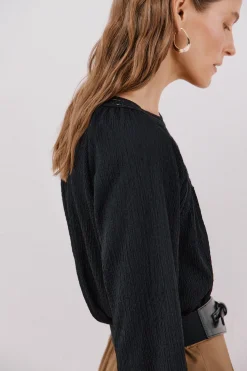 Cortefiel Top parche crochet Negro Hot