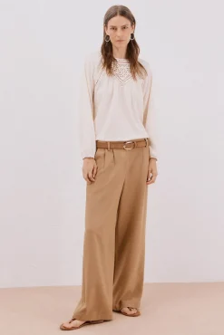 Cortefiel Top parche crochet Marfil Discount