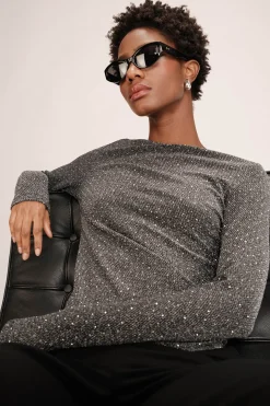 Grace & Mila Top pegado lúrex Gris Online