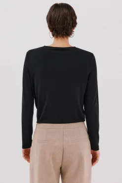 Cortefiel Top pieza dorada escote Negro New