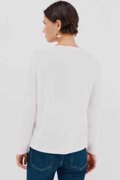 Cortefiel Top pieza dorada escote Blanco Hot