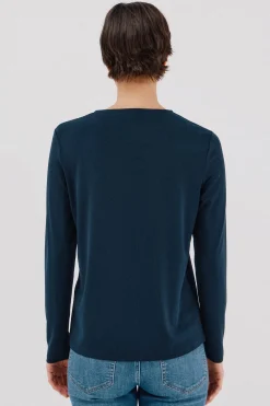 Cortefiel Top pieza dorada escote Azul marino New