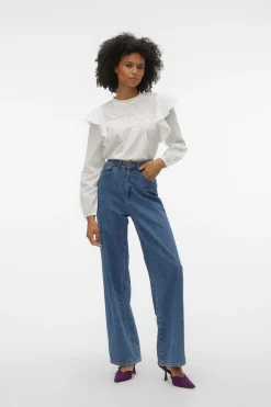 Vero Moda Top plumeti volantes Blanco Online