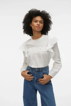 Vero Moda Top plumeti volantes Blanco Online