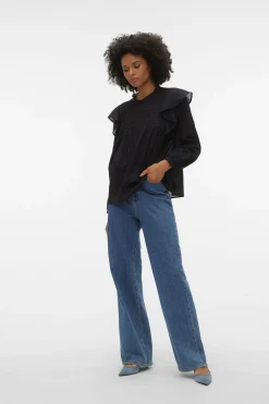 Vero Moda Top plumeti volantes Negro