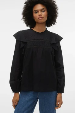 Vero Moda Top plumeti volantes Negro