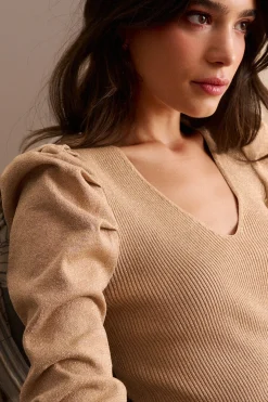 Polín Et Moi Top punto escote Lupita Beige Outlet