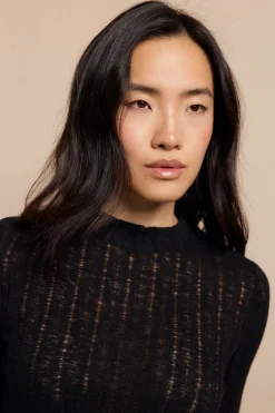 Slowlove Top punto estructura Negro New