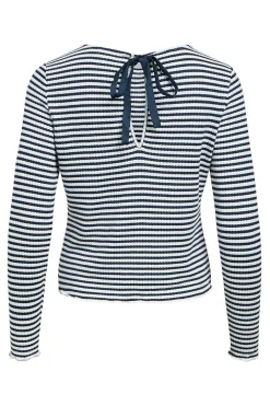 Object Top rayas detalle lazo Blanco New