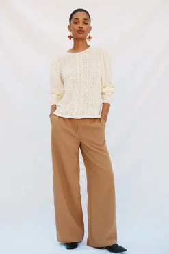 Cortefiel Top rústico puntillas Marfil