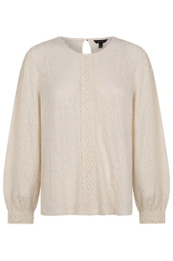 Cortefiel Top rústico puntillas Marfil
