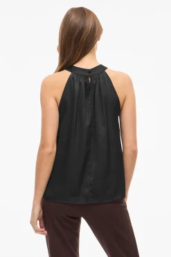 Vila Top satinado cuello halter Negro Best