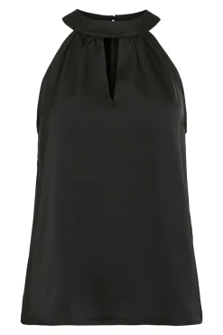 Vila Top satinado cuello halter Negro Best