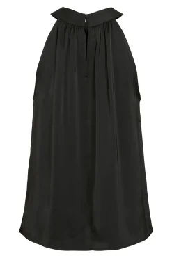 Vila Top satinado cuello halter Negro Best