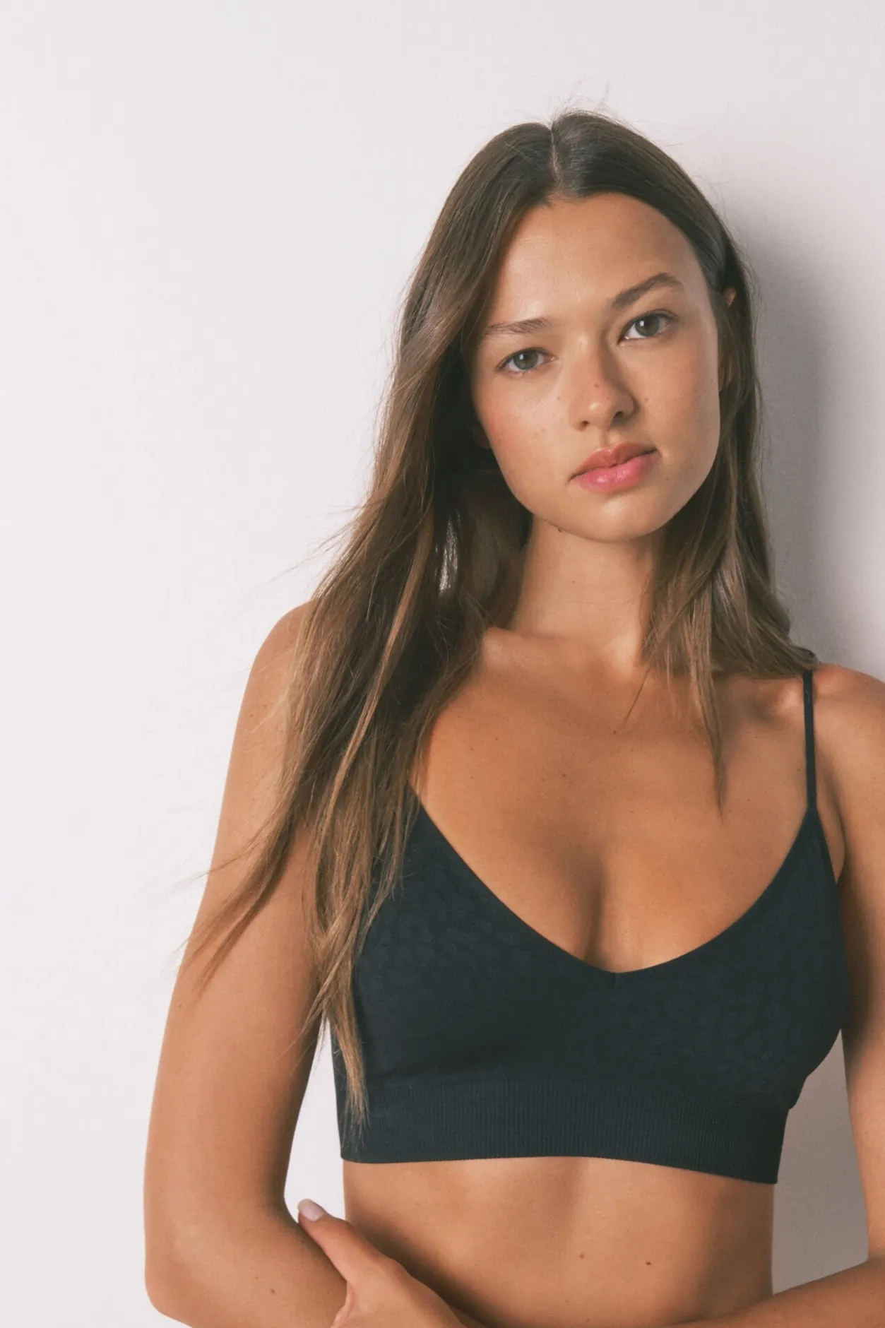 Women'secret Top sin costuras NATURAL animal print negro Clearance