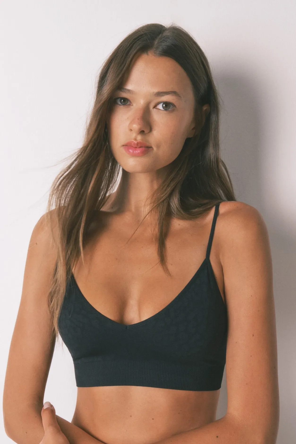 Women'secret Top sin costuras NATURAL animal print negro Clearance