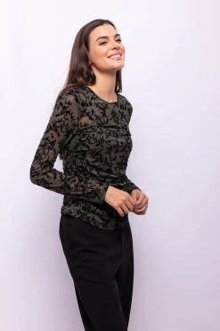 Object Top tejido flocado Gris oscuro Clearance