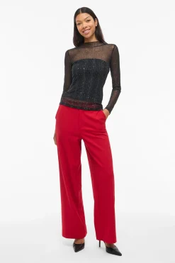 Vila Top transparente con purpurina Negro Hot