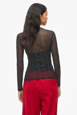 Vila Top transparente con purpurina Negro Hot