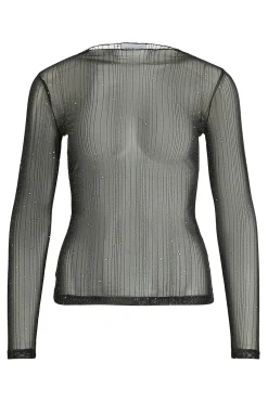 Vila Top transparente con purpurina Negro Hot