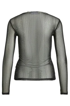 Vila Top transparente con purpurina Negro Hot