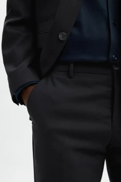 Selected Traje de dos piezas slim fit lana fría Negro New