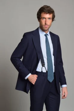 Cloking Traje Liso British Collection 100% Lana Azul marino Outlet