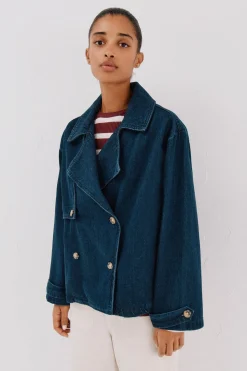 Cortefiel Trench corta vaquera Azul marino Discount