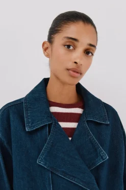 Cortefiel Trench corta vaquera Azul marino Discount