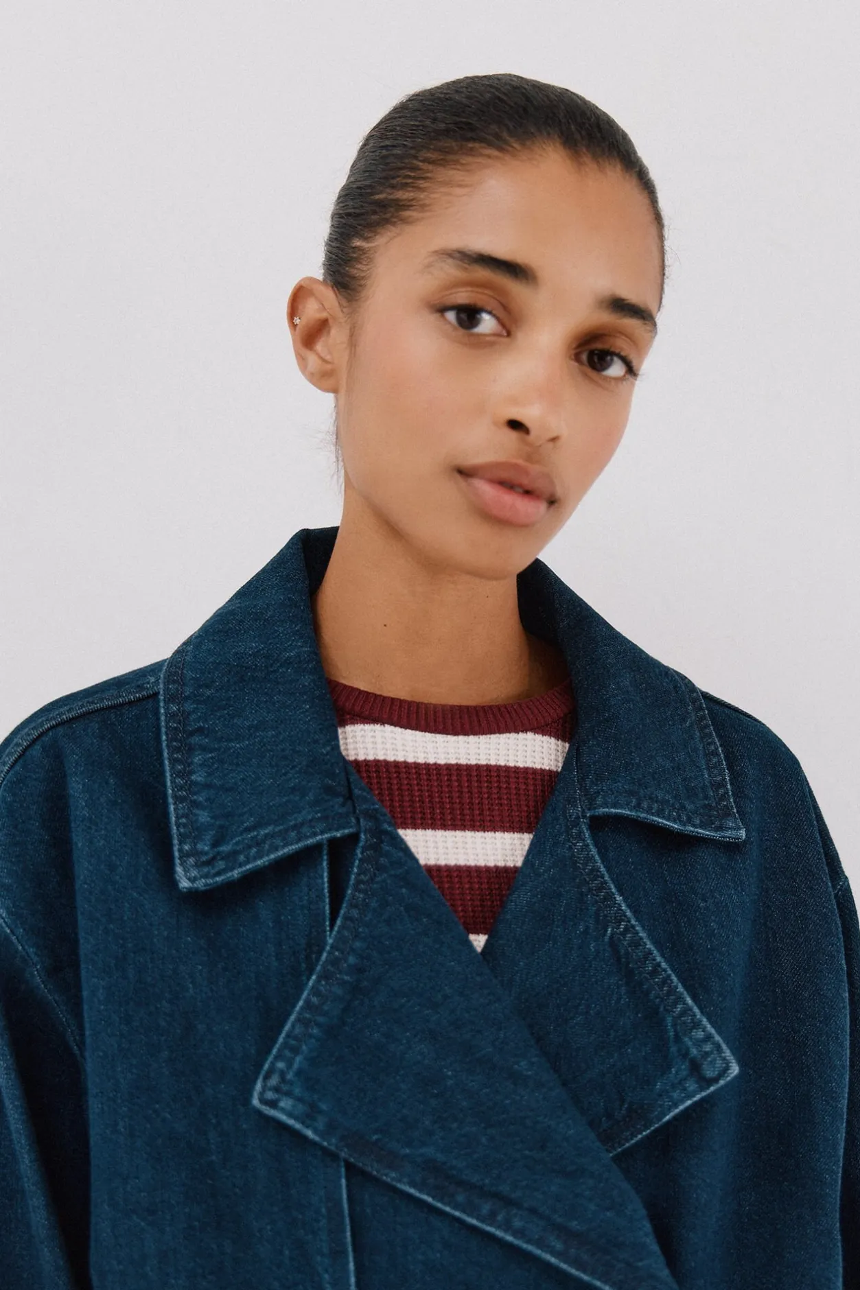 Cortefiel Trench corta vaquera Azul marino Discount