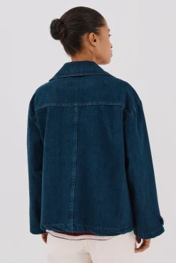 Cortefiel Trench corta vaquera Azul marino Discount