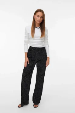 Vero Moda Vaquero animal print pernera ancha Negro Hot