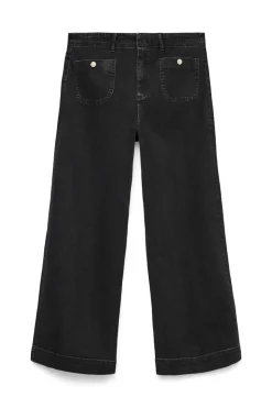 Vero Moda Curve Vaquero bolsillos delanteros talla grande Negro Clearance